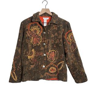 Coldwater Creek Tapestry Jacket Embroidered Flower Southwestern Artsy M Petite